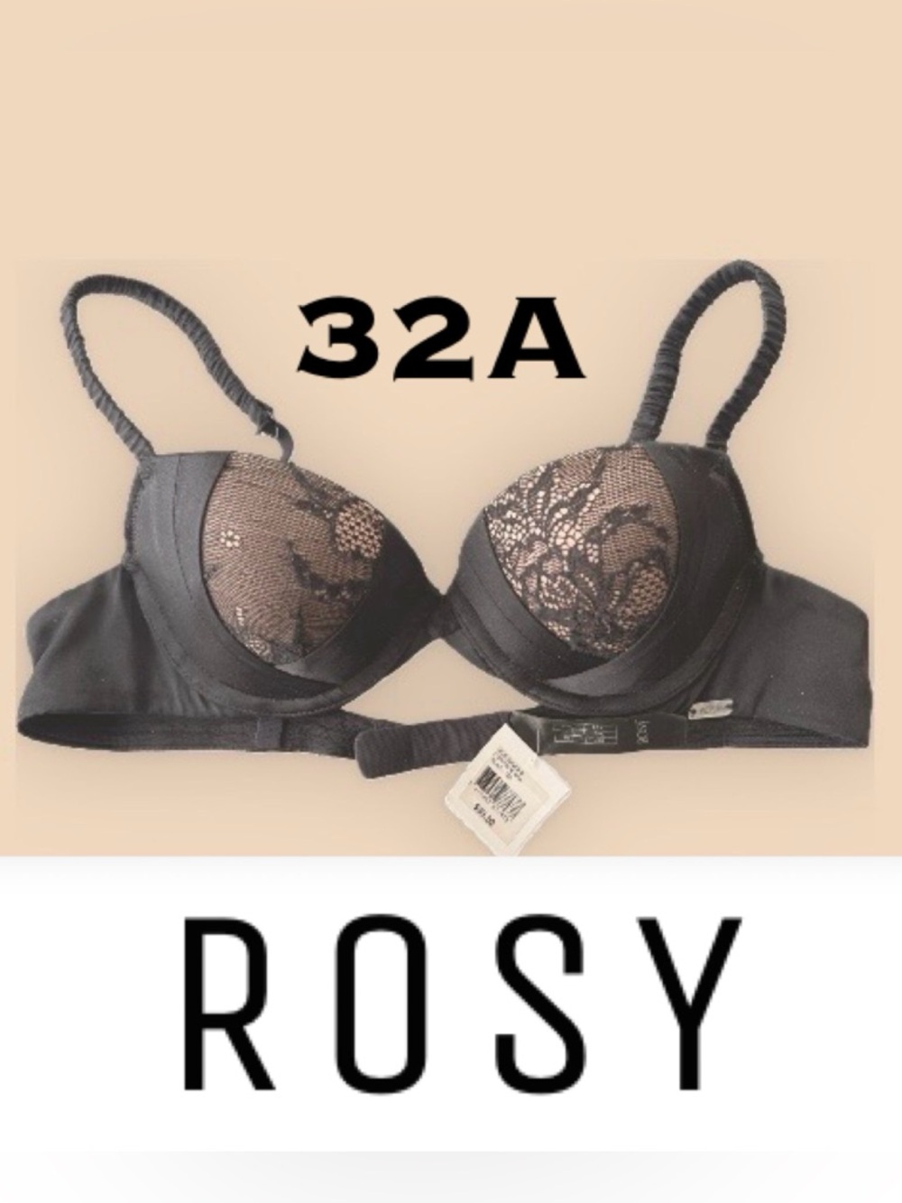 🖤Rosy Rive Gauche Contour Bra - Black Lace & Silk - Size 32A - NWT Luxury
